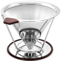 Amazon Hot Wholesale Round 304 Stainless Steel Pour Over Cone Drip Reusable Flavored Coffee Filter