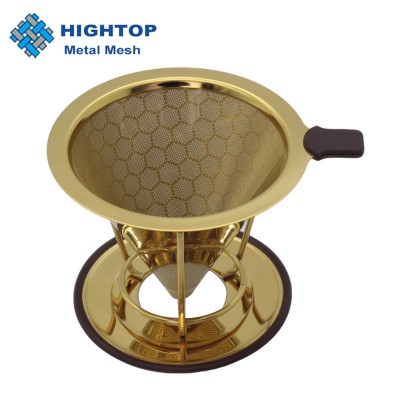 Titanium Honey Comb Shape Reuseable Pour Over Stainless Steel Coffee Filter