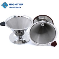 Reuseable Manual Washable V60 Shape Stainless Steel Metal Mesh Coffee Strainer Coffee Filter with Handle