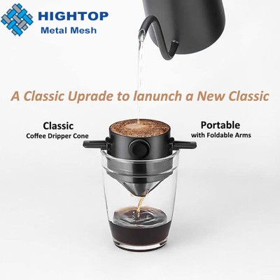 Double-Layer Stainless Steel Filter with Foldable Hanging Ear Coffee/Tea Infusers Household Coffee Dripper