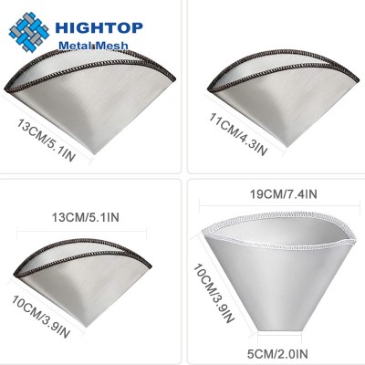 Global-Store 2PCS Stainless Steel Flexible Mesh Cone Permanent Reusable Pour Over Paperless Metal Coffee Filters