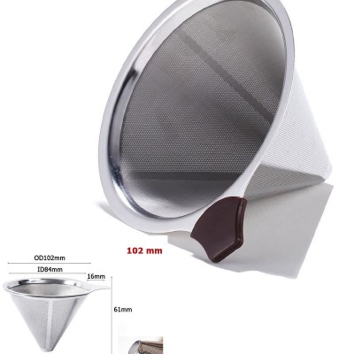 V60 4 Cup Eco Friendly Sustatinable Custom Reusable Cone Metal Stainless Steel Coffee Filters