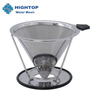 Hot Sale Eco-Friendly Reusable Permanent Washable V60 Shape Stainless Steel Coffee Filter for Mug