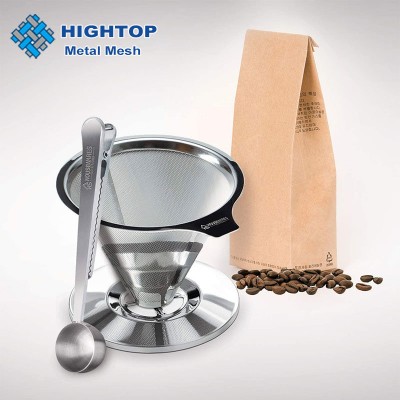 Permanent 2 /4 Cup Cone Shape Coffee Filter Strainer with Scoop