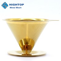 Gold Paperless Reusable Integrated Dutch Stainless Steel Metal Drip Coffee Filter